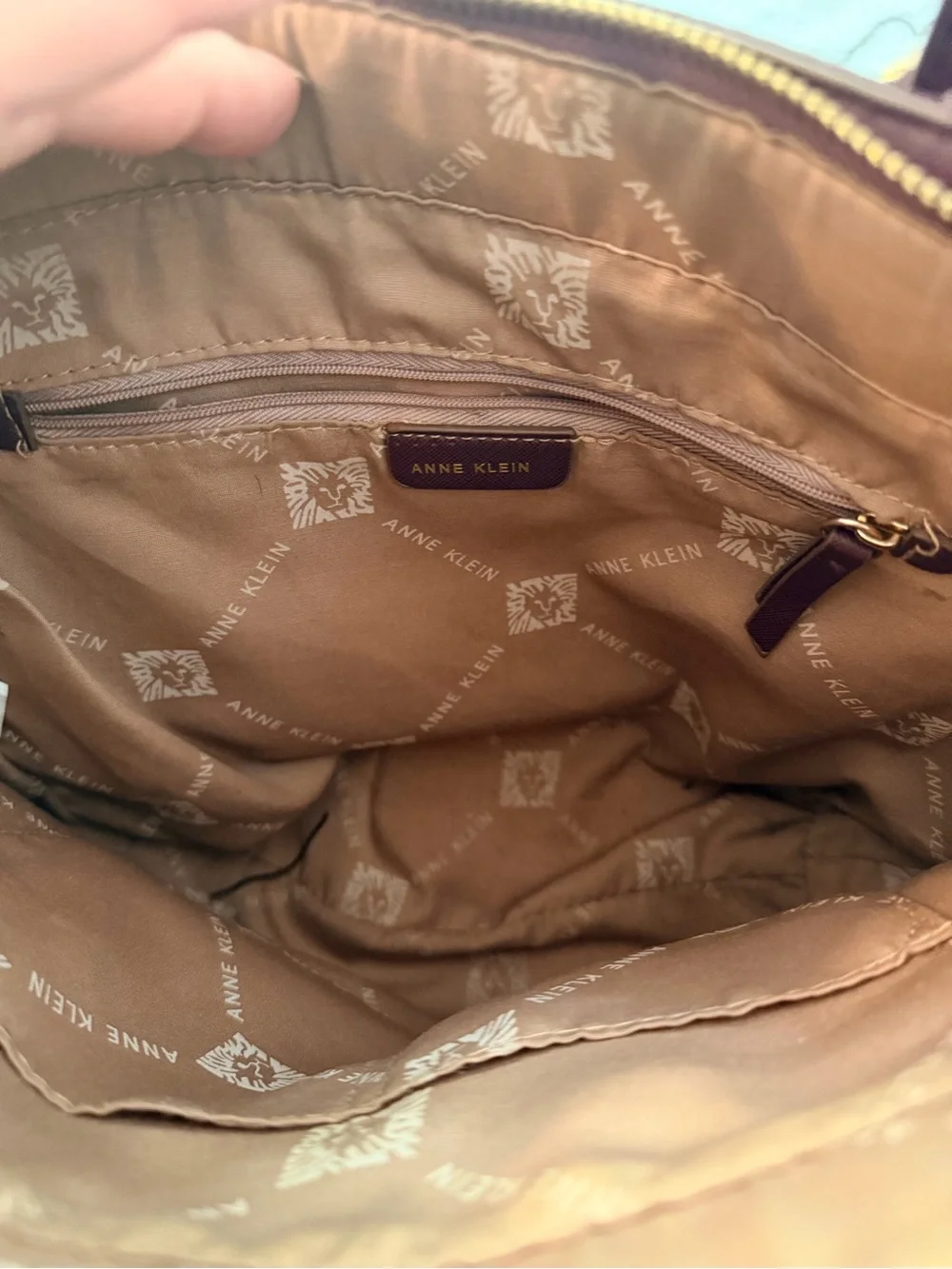 Anne Klein Plum Tote with Card Pouch and Gold Accent